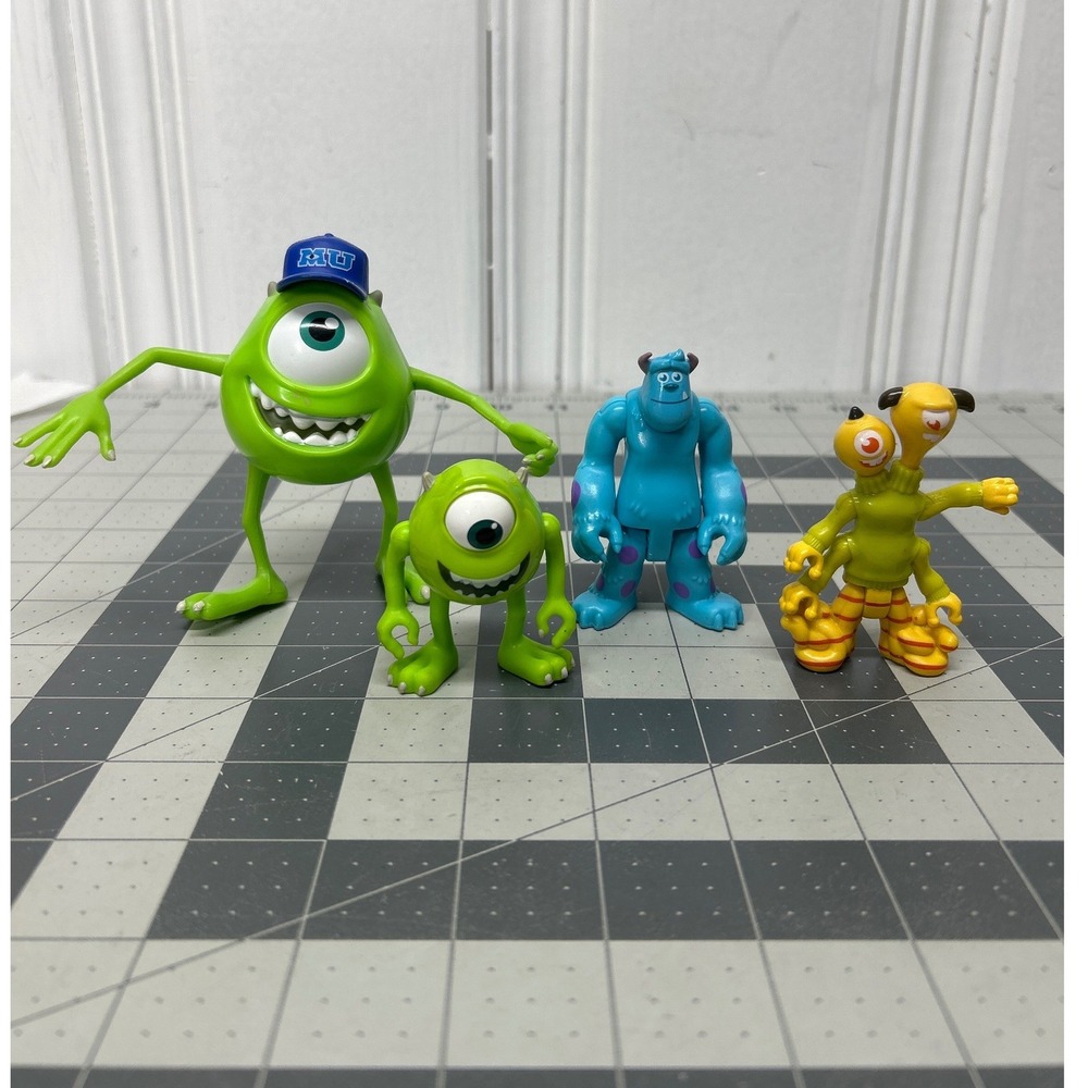Pixar Monsters University Mini Figures 4pc Mike Sulley Terri & Terry Cake Topper